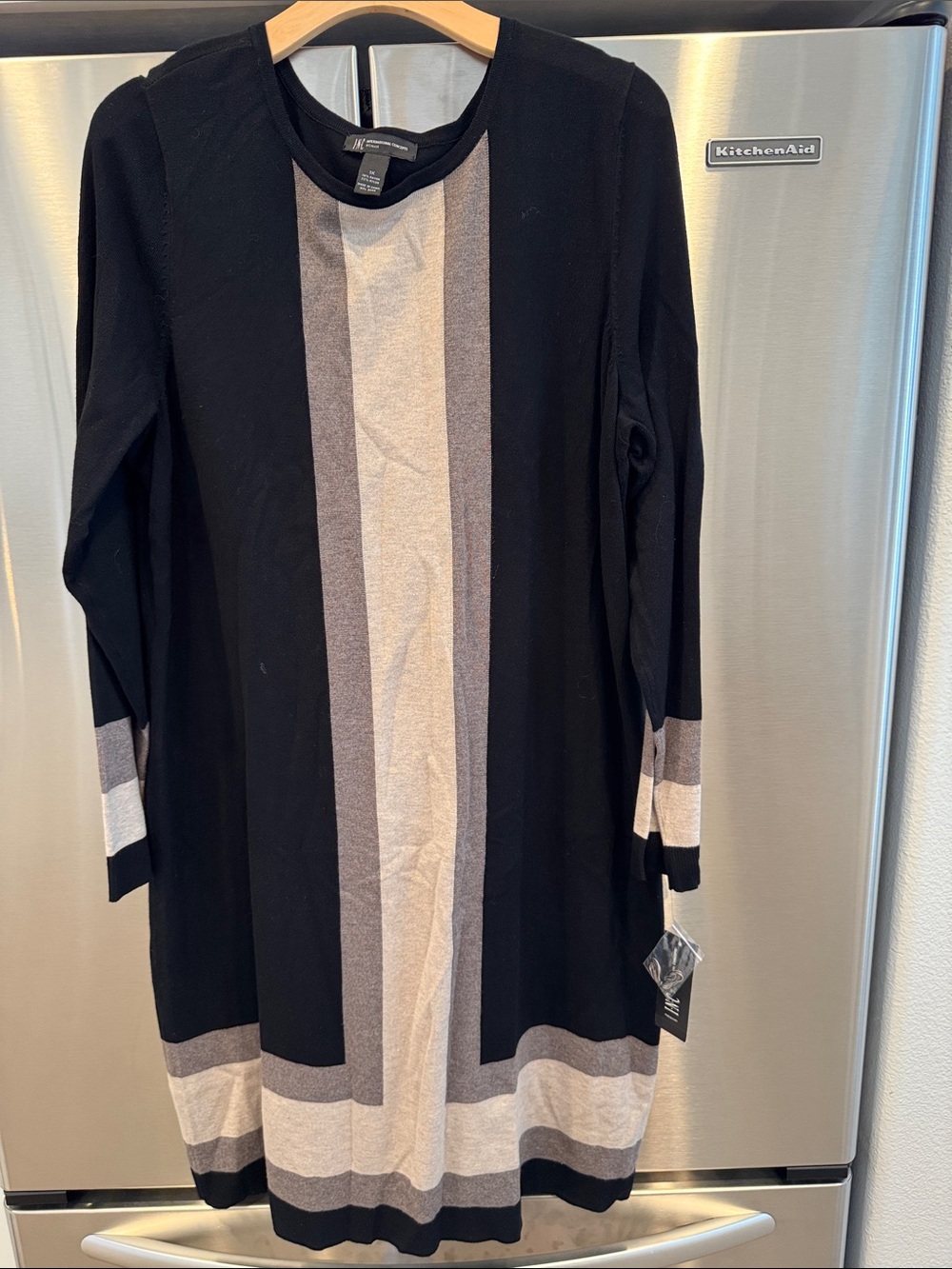 INC Colorblock Dress with Gray and Cream Panels 1X